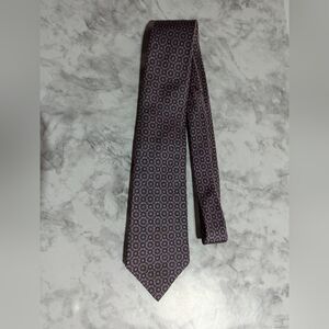 JJ Cochran Silk Light Pink Blue Circle Pattern Mens Neck Tie *See Description